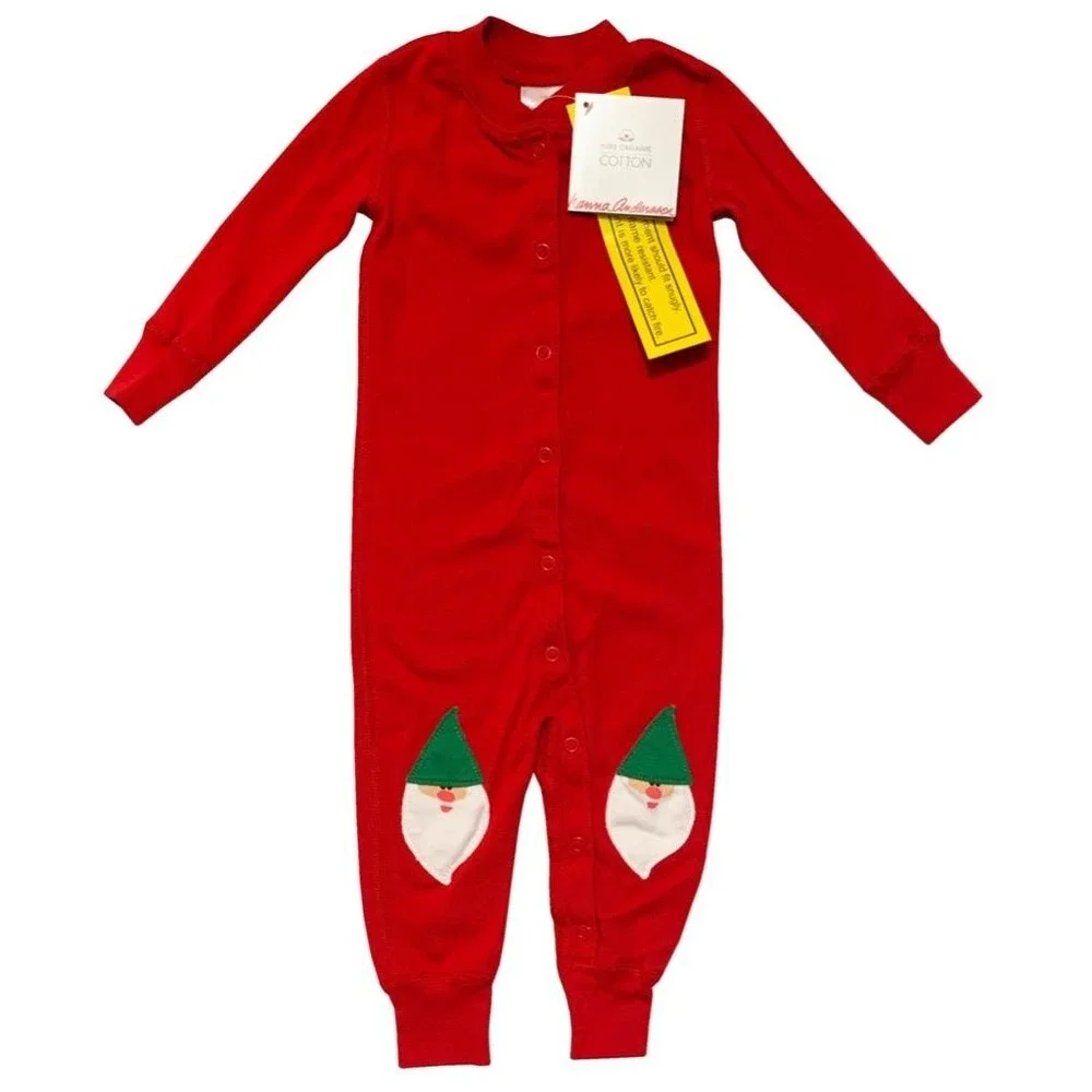 New Hanna Andersson Baby 50 cm 0 3 Months Red Gnome Snap Body Suit